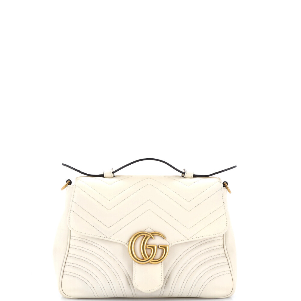 Gucci Small GG Marmont Top Handle Flap Bag Matelasse Leather